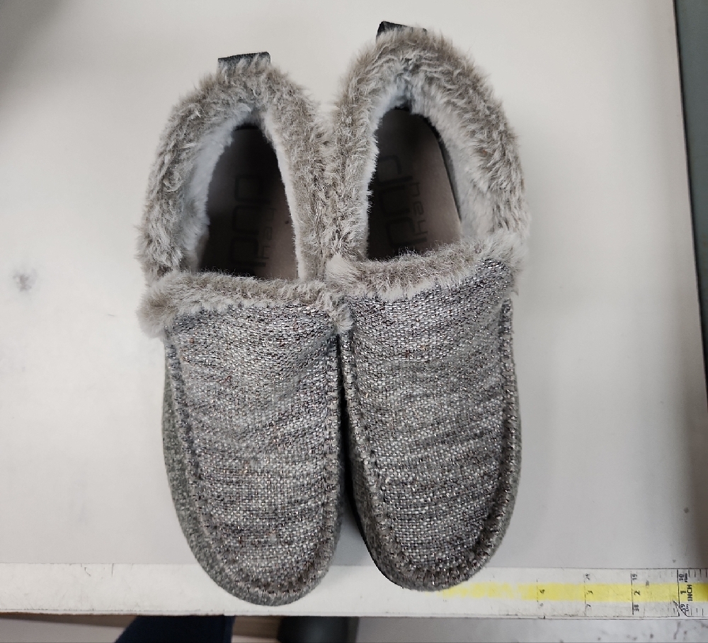 Gray Faux Fur Lined Slippers